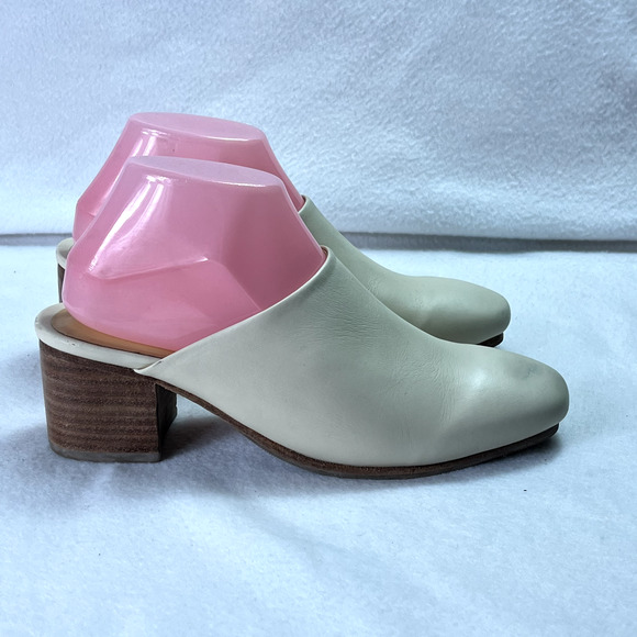 Nisolo Shoes Womens 8.5 Leather All-Day Heeled Mule in Bone - Picture 4 of 10